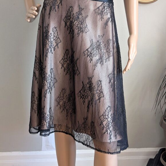 Vintage 1990s Jones New York Halter Dress Lace Satin Midi Formal Gothic Size 6 - Picture 6 of 9